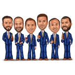 Caricature de garçons d'honneur tenant des boissons
