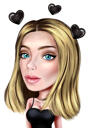 Female Caricature Drawing with Hearts