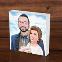 Portret de cuplu în stil colorat, desenat manual din fotografii - imprimare pe pânză