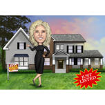 Portret de agent imobiliar personalizat cu fundal personalizat