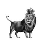 Löwenporträt mit Krone