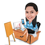 Sitting on the Desk Office Caricature