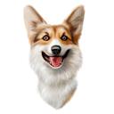 Head and Shoulders Corgi Caricature in Color Style from Photos