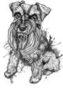Portret de corp complet de Fox Terrier din grafit din fotografii în stil acuarelă