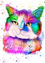Arte del gato: pintura de gato de acuarela personalizada