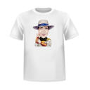 Man karikatuur van foto's op T-shirt print