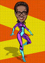 Pop Art Tarzında Fotoğraftan Tam Vücut Süper Kahraman Karikatürü