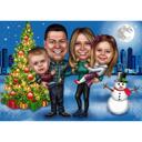 Jolly Christmas Family Cartoon Portrait