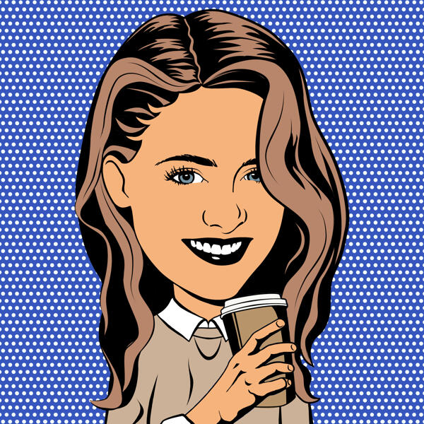 Woman Cartoon Coffee Cup Illustration