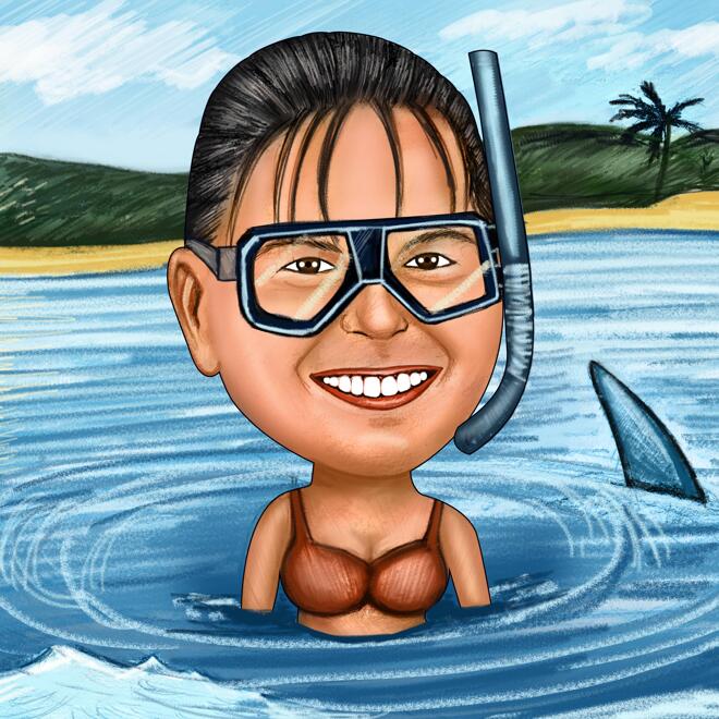 Swimming Caricature