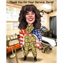 Military Caricature with Flag