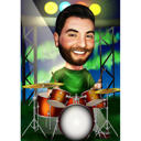 Custom Drummer Caricature from Photos for Drums Lover