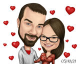 Funny Couple Caricature in High Exaggerated Style