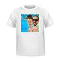 T-shirt stampata caricatura di coppia in stile colorato
