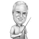 Caricatura de Professor em Preto e Branco