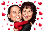 Immer an Ihrer Seite – Romantische lesbische Cartoon-Zeichnung