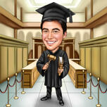 Caricature de remise des diplômes: dessin numérique du futur juge