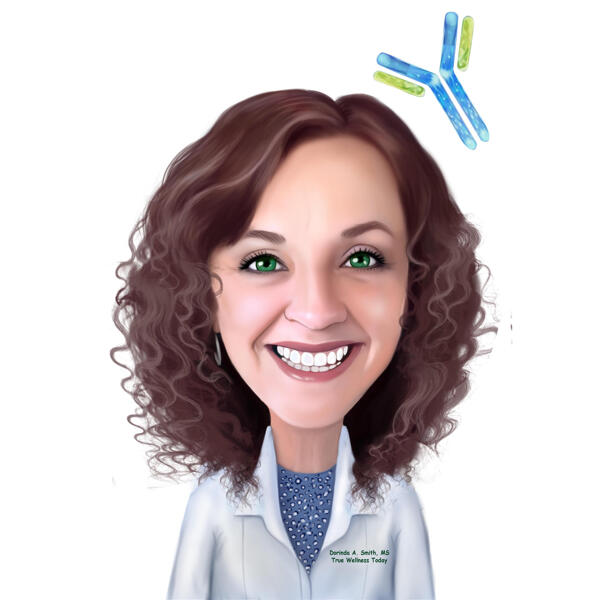 Caricatura di un tecnico chimico per un regalo medico