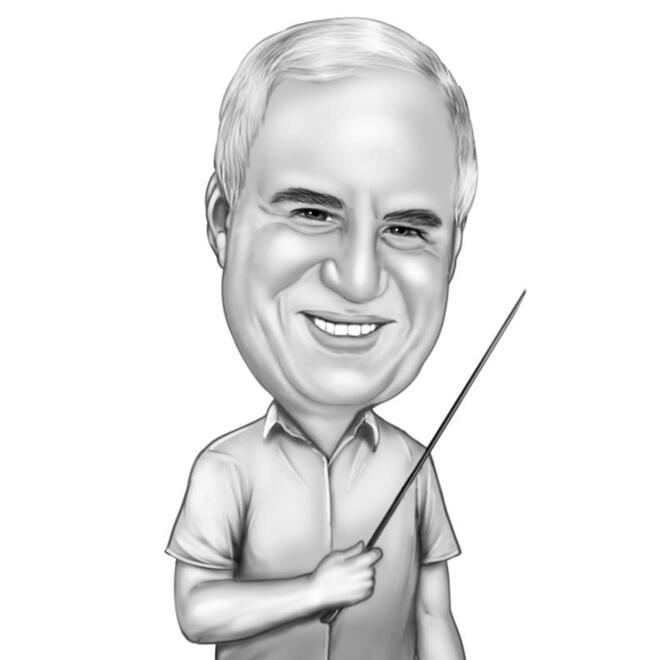 Caricatura de maestro en estilo blanco y negro Caricatura de maestro en estilo blanco y negro