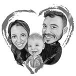 Familie im Herzen Cartoon Portrait