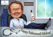 Colored Full Body Caricature Drawing with Custom Background