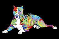 Pilna ķermeņa akvarelis Stafordšīras suns