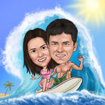 Couple sur planche de surf