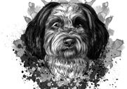 Peinture de portrait de chien au graphite