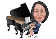 Caricatura di persona a corpo intero con strumento musicale dalle foto