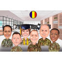 Military Group Cartoon Drawing from Photo