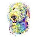 Akvarell Delikat Pastell Fox Terrier karikatyrporträtt från foton