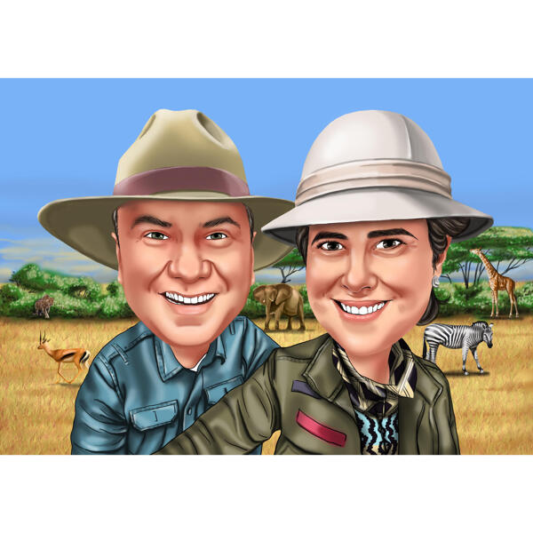 Disegno caricaturale di safari