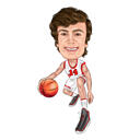 Exaggerated Basketball Player Caricature in Uniform