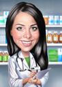 Retrato de farmacêutico personalizado desenhado à mão a partir de fotos