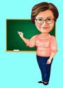 Caricature du corps entier d'un professeur de mathématiques