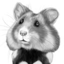 Hamster Portrait in Black and White Style