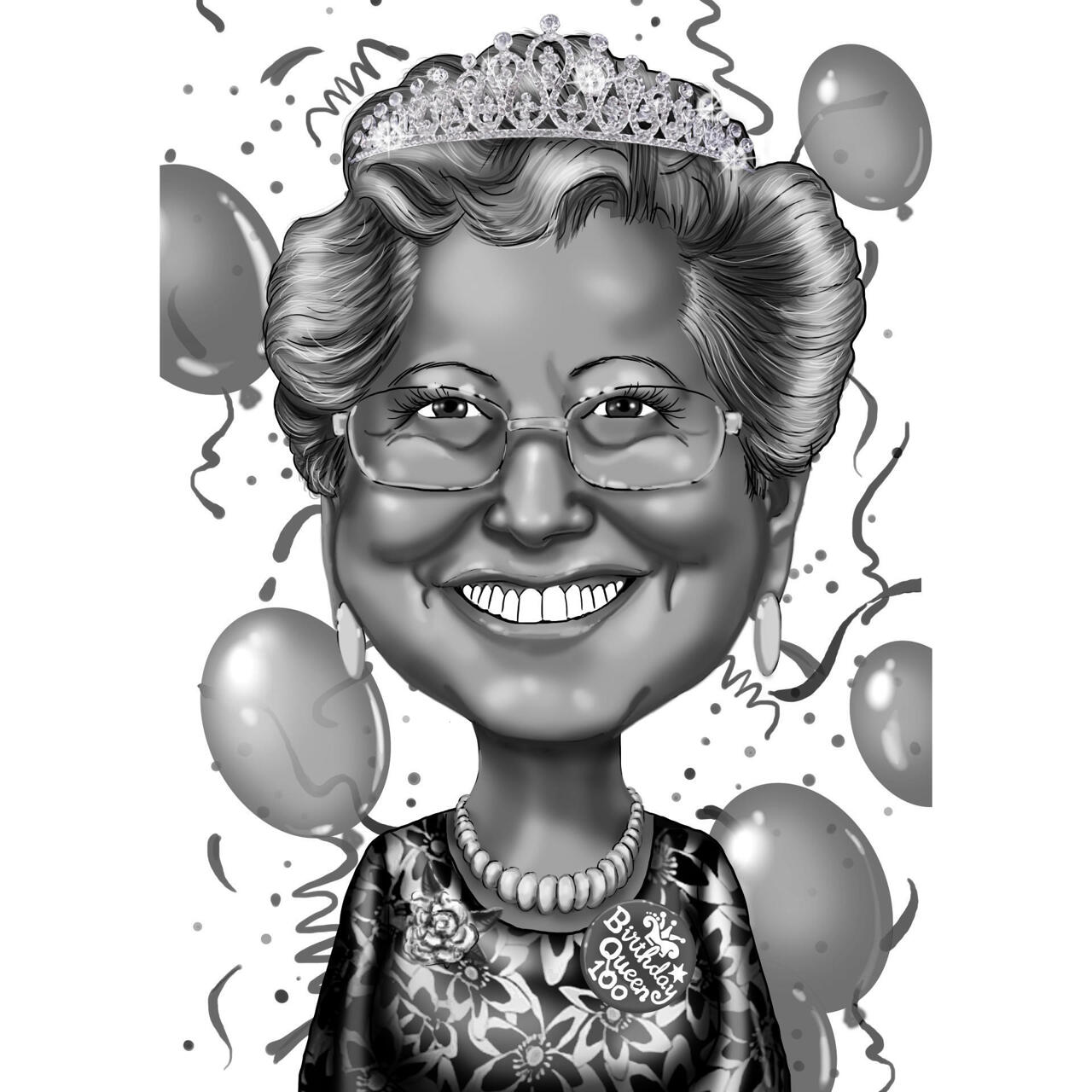 Regalo di caricatura della nonna della regina di compleanno in stile b