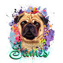 Ritratto di cane ad acquerello con nome in colorazione naturale