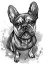 Holzkohle-Porträt der französischen Bulldogge