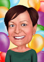 Regalo de caricatura de cumpleaños de mamá en estilo de color de la foto