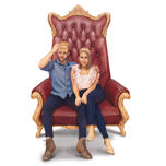 Roi et reine assis sur le trône