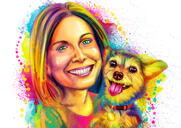 Ejer med Yorkie Watercolor Portrait