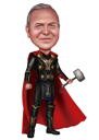Full Body Person Thor Movie Inspired Caricature Gift in Color Style