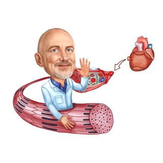 Custom Doctor Cardiologist Caricature Gift from Photos