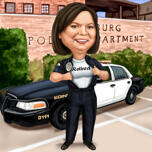 Presente de Caricatura de Aposentadoria da Polícia