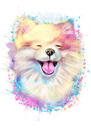 Pastel akvarelhundportræt fra fotos