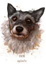 Portrait de chien aquarelle avec nom en coloration naturelle