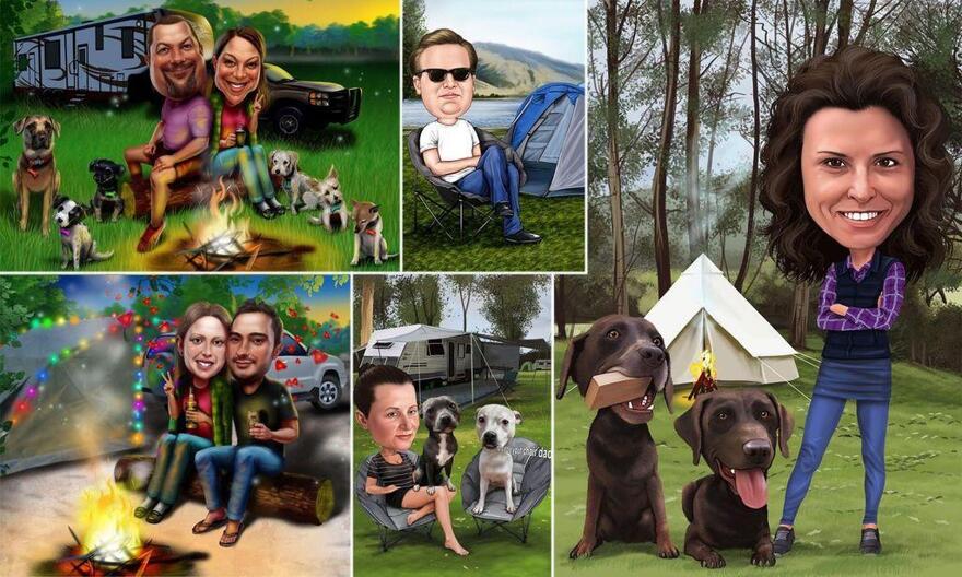 Camping Caricature