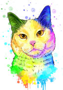 Cat+Art%3A+mukautettu+akvarellikissamaalaus