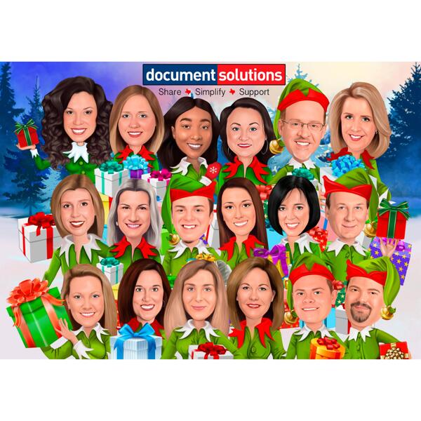 Caricature de Noël d'entreprise personnalisée à partir de photos d'employés